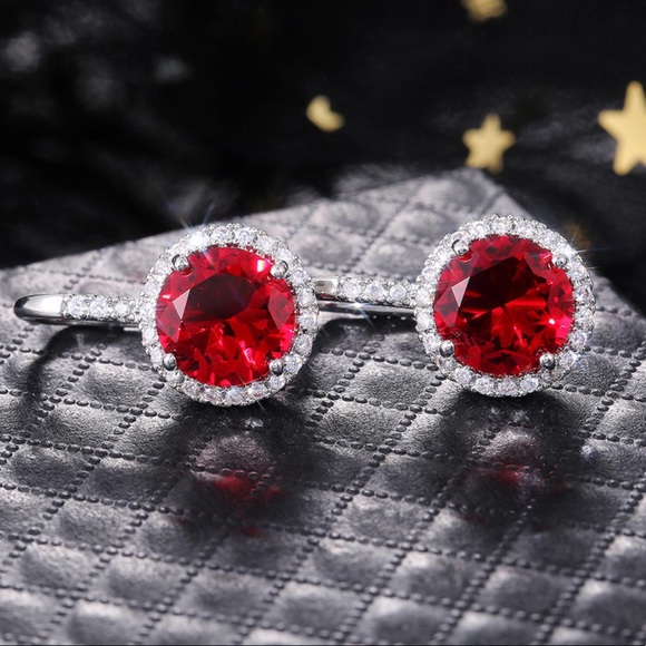 *NEW*925 Silver Drop Earrings Round Stone Zircon - Picture 3 of 4